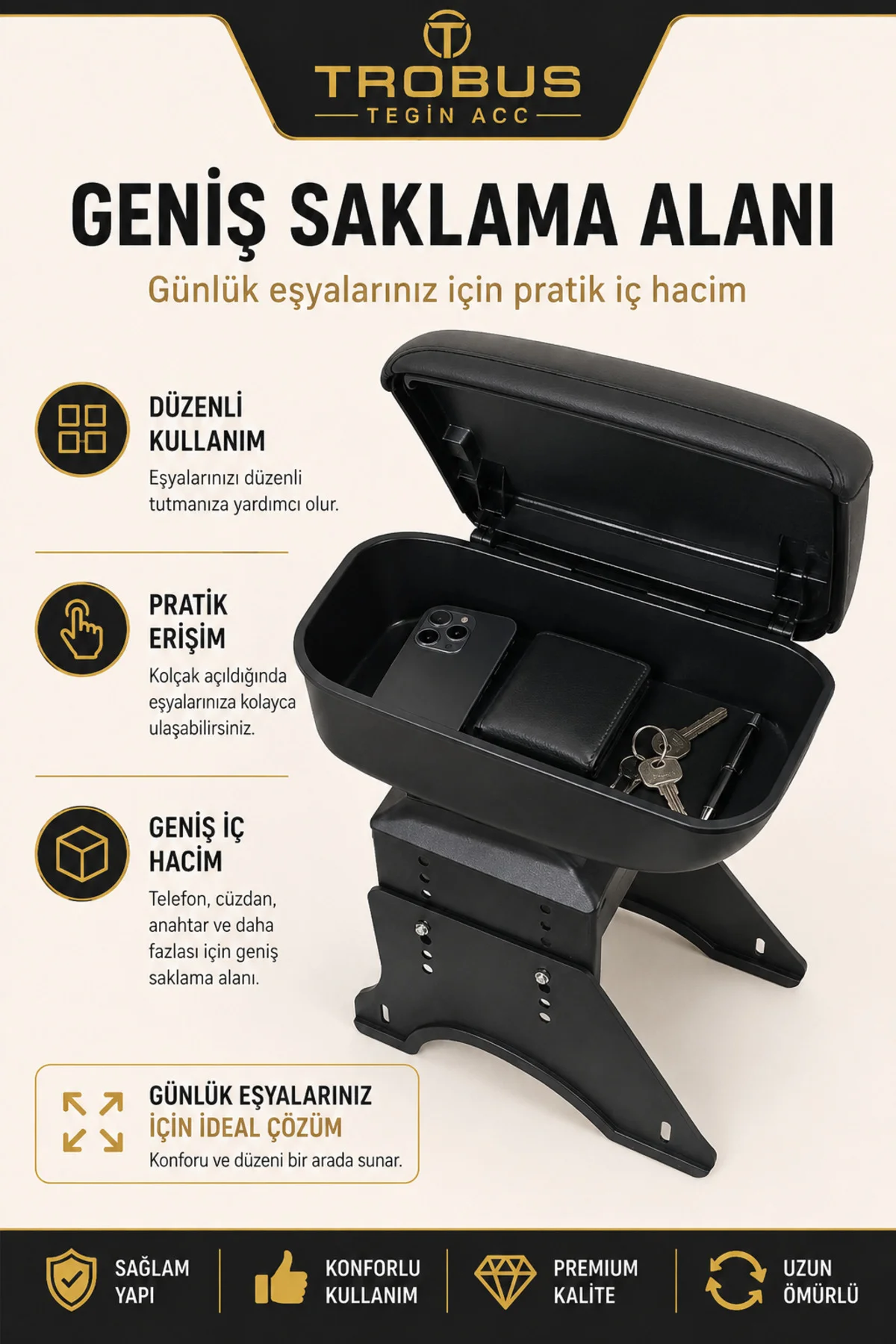 Geely Familia 2008-2012 Uyumlu Siyah Ayaklı Sürgülü Kolçak Ayarlanabilir Yükseklikli Fiyatı, Yorumları ve Özellikleri