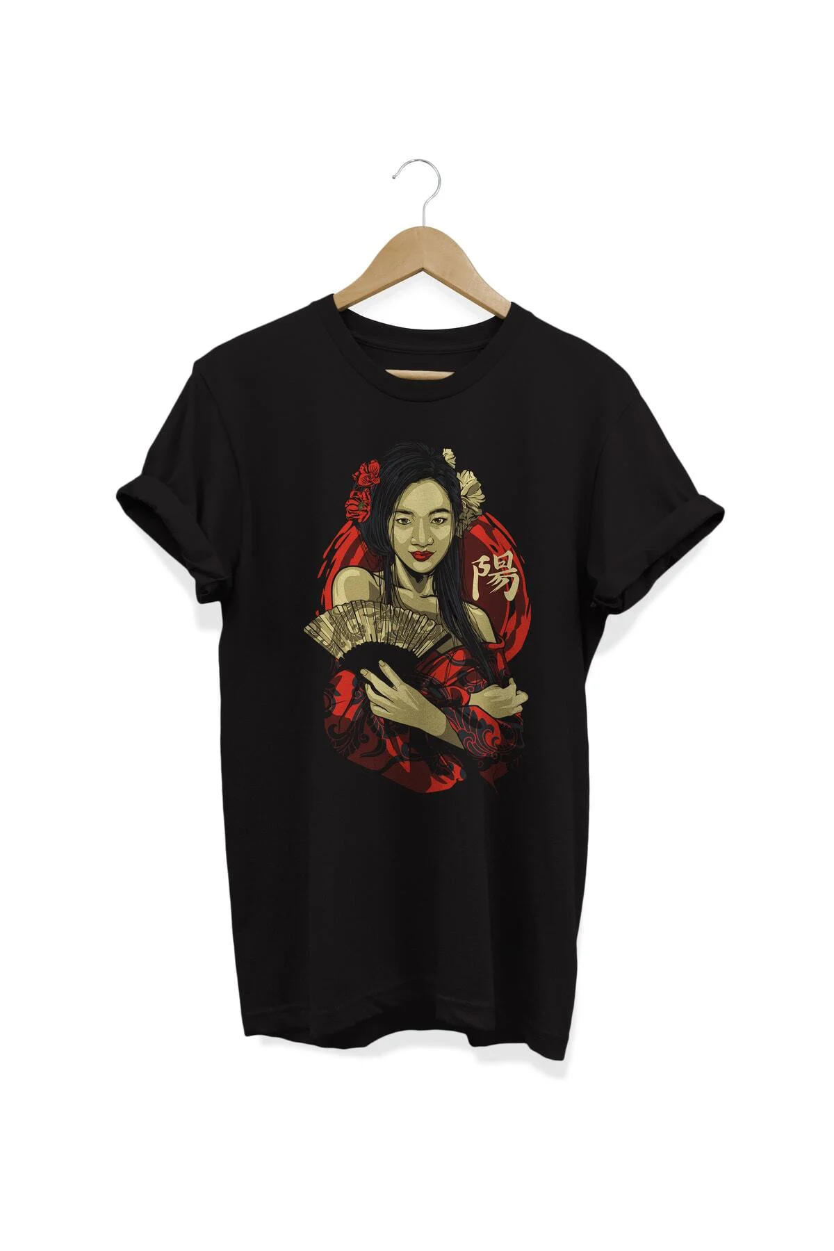 Geisha Japon Kız Baskılı Pamuklu T-shirt