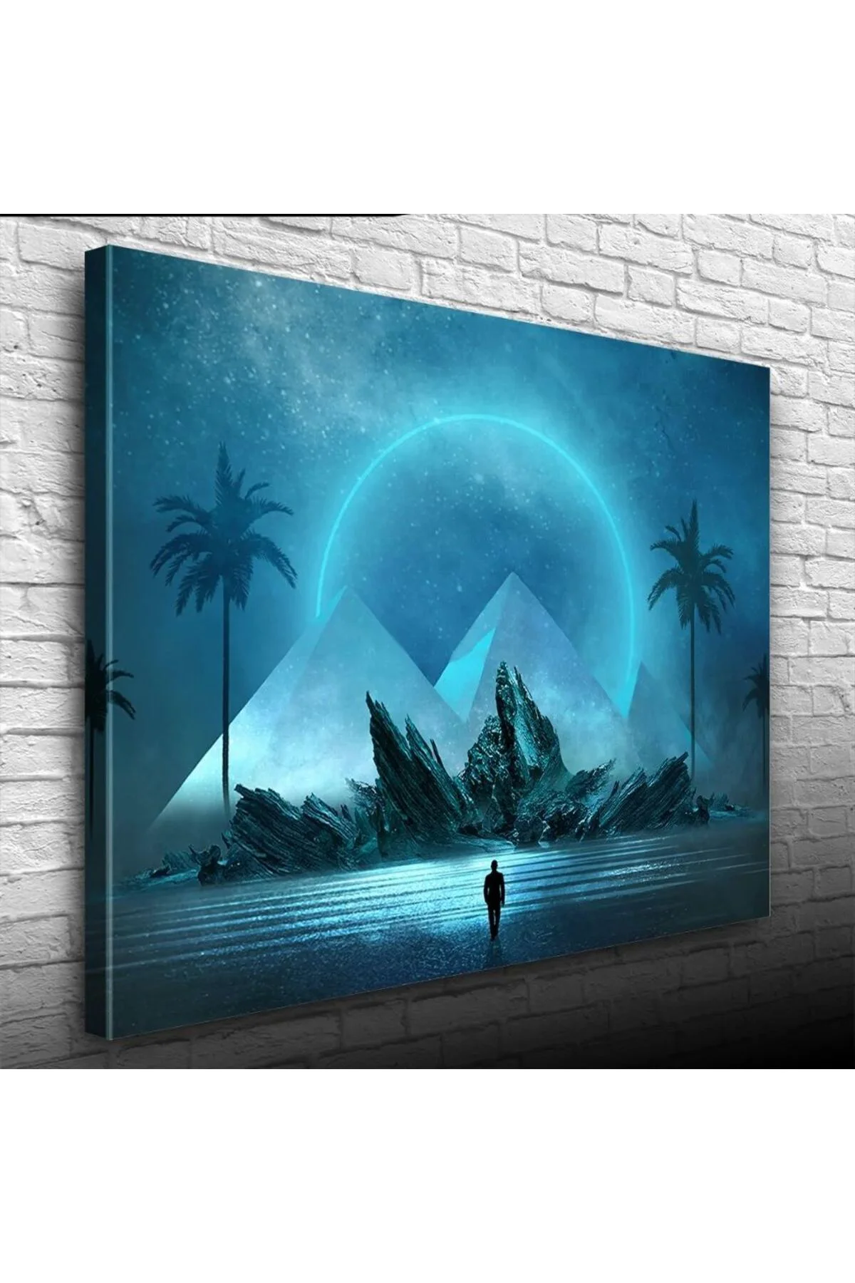 Geleceğin Gece Betimlenmesi , Mavi Tonlarda Kanvas Tablo 50 x 70