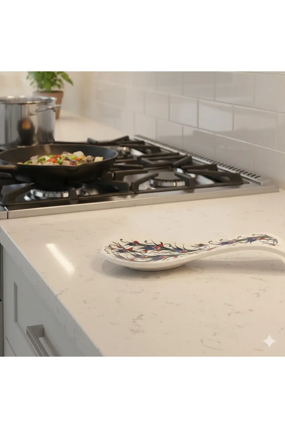 Geleneksel Desenli Seramik EL BOYAMASI Kaşıklık | Tezgah Üstü Kep