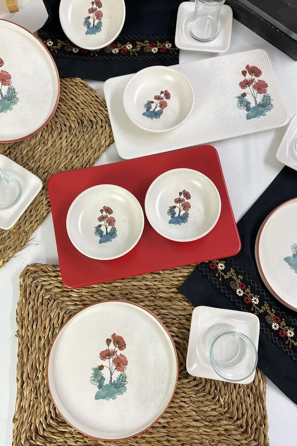 Keramika Gelincik 24 Parça 6 Kişilik Kahvaltı Takımı