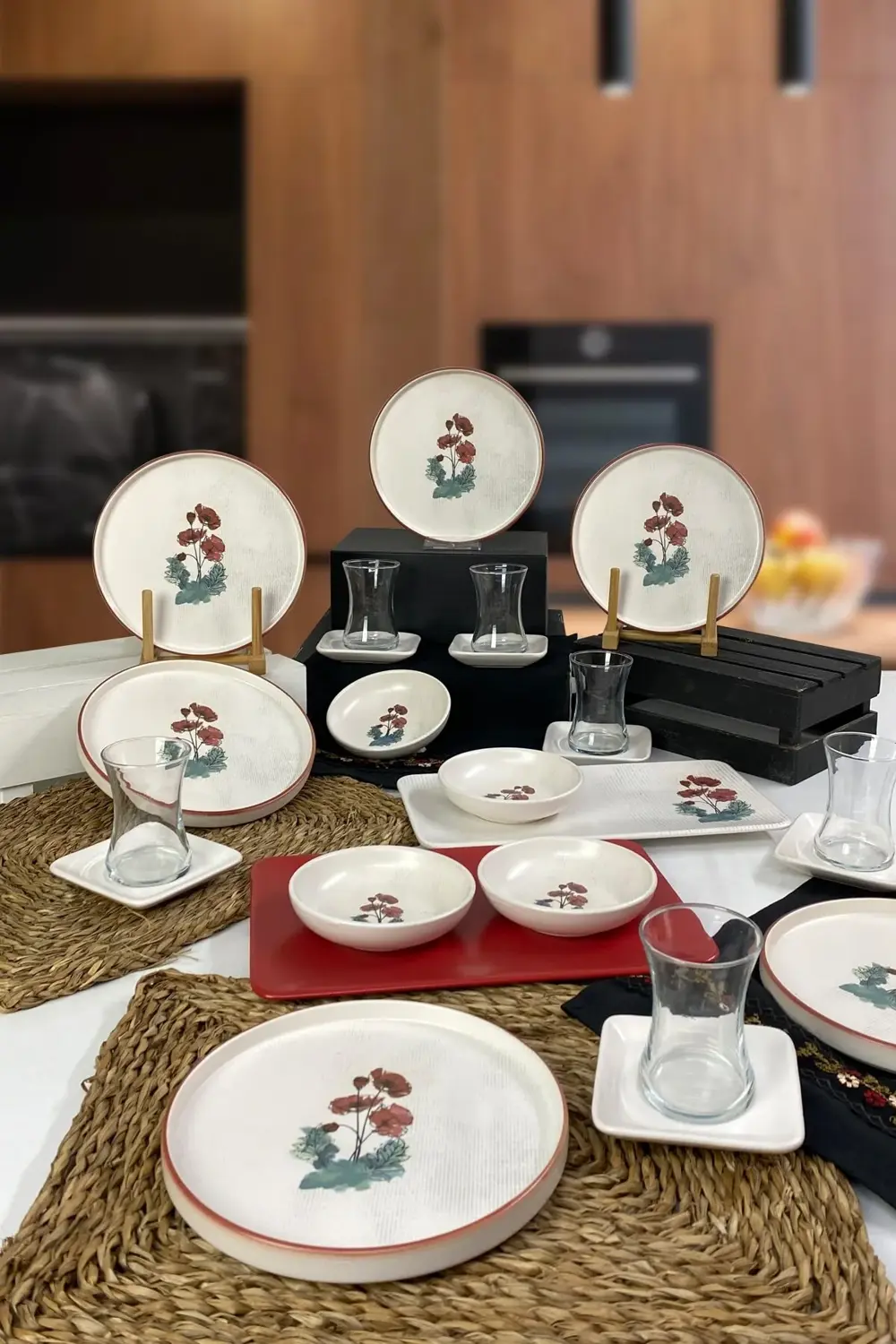 Keramika Gelincik 24 Parça 6 Kişilik Kahvaltı Takımı