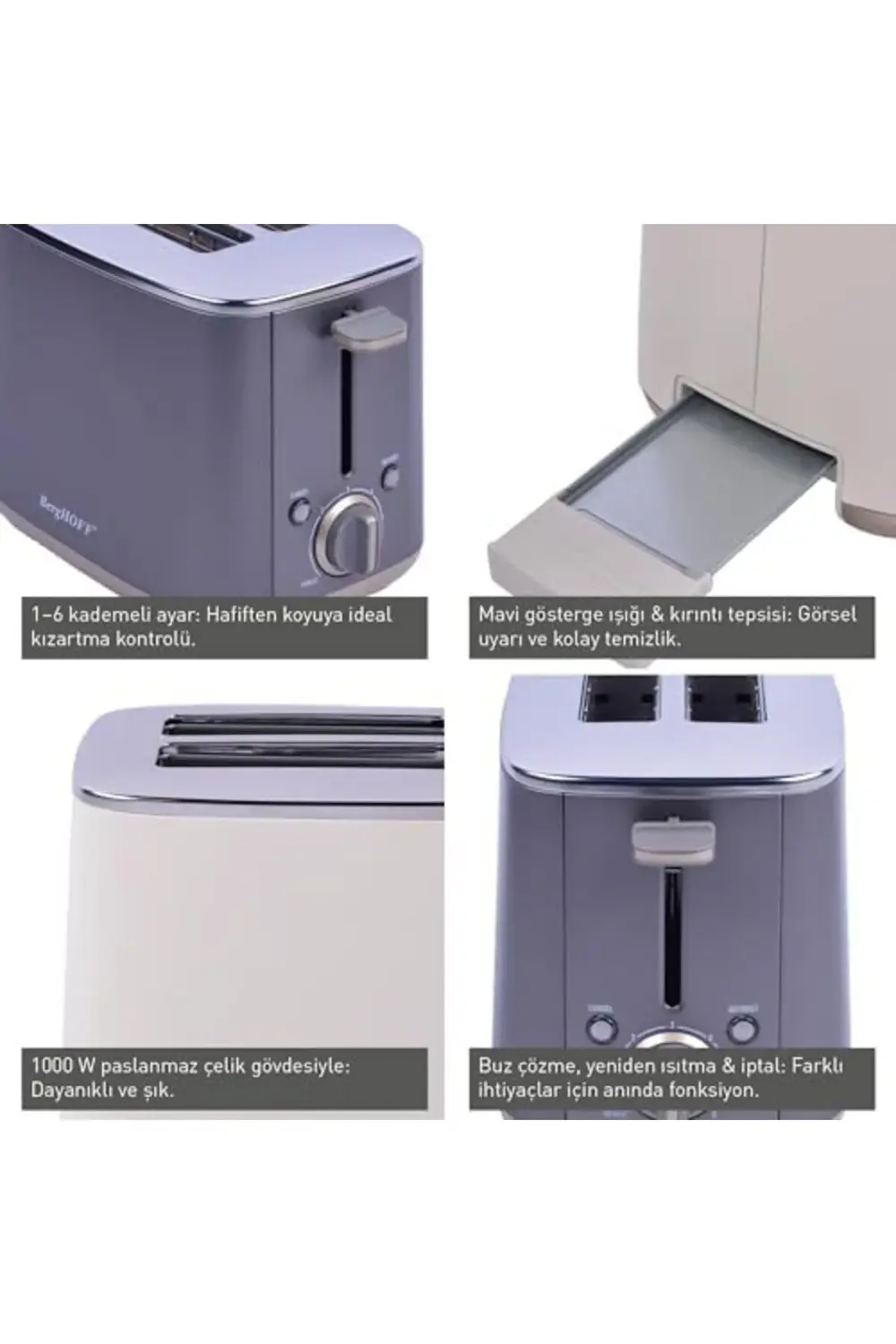 Gem Pearl 2 Dilim Ekmek Kızartma Makinesi – 1000 W, Paslanmaz Çel