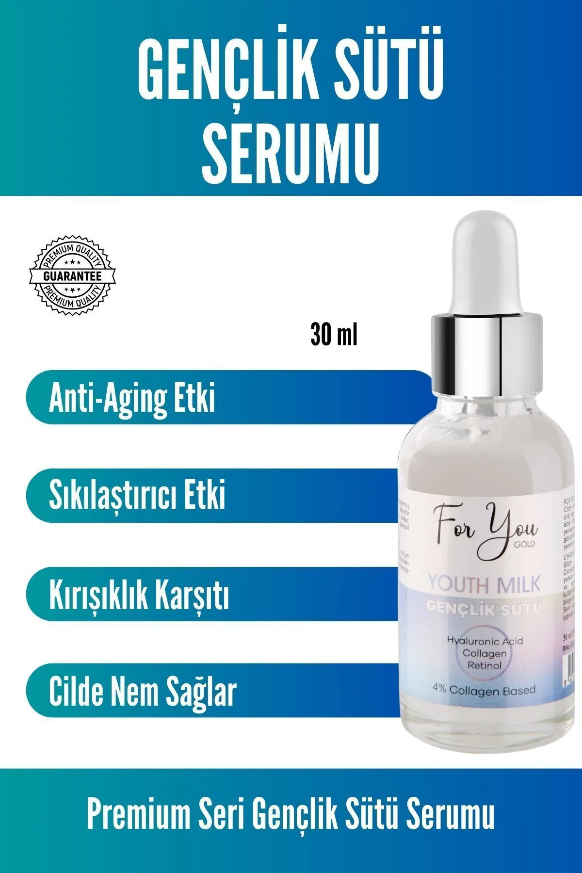 Gençlik Sütü Cilt Bakım Serumu, Anti-aging, Yaşlanma Karşıtı, Ret