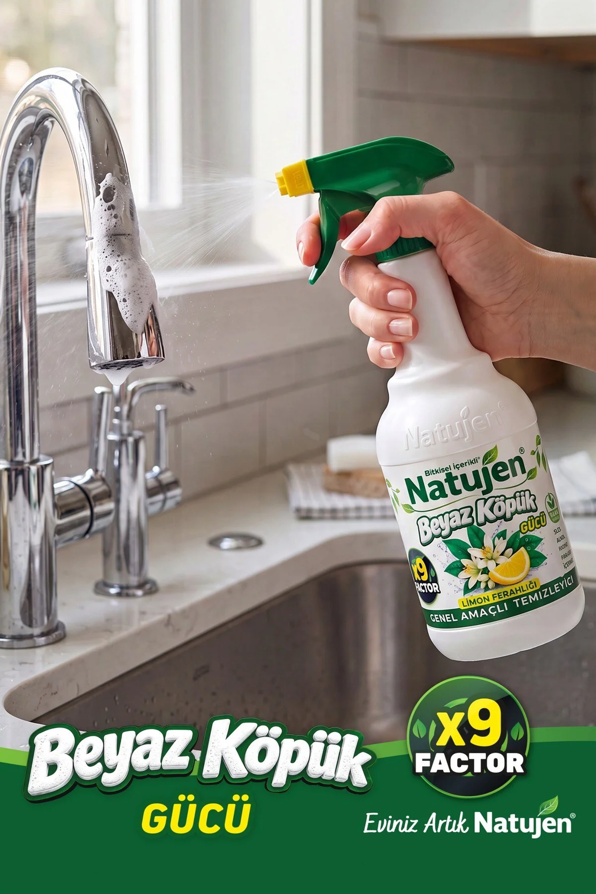 Genel Amaçlı Temizleyici Beyaz Köpük Gücü Limon Ferahlığı X9 Factor 1000 ml. Genel Amaçlı Temizleyici Beyaz Köpük Gücü Limon Ferahlığı X9 Factor 1000 ml.