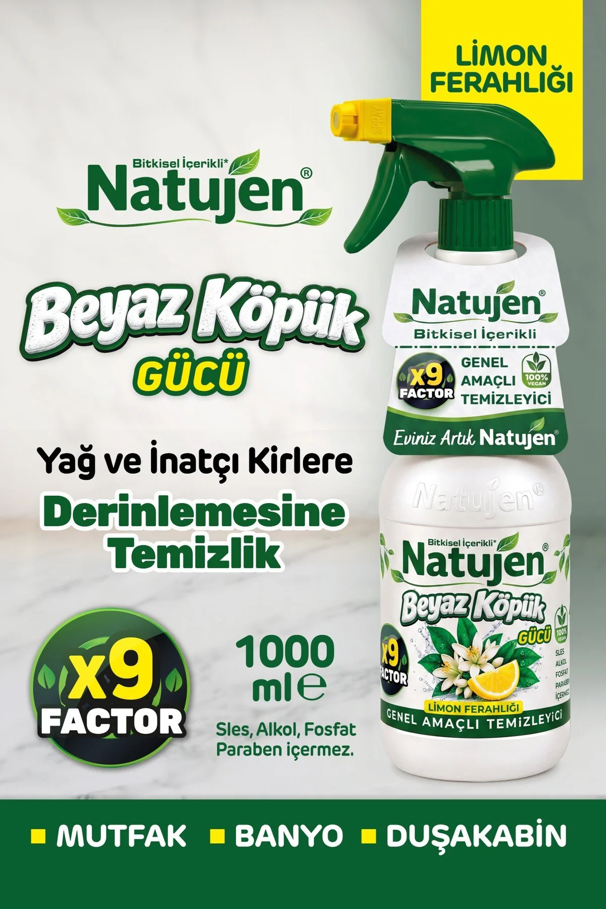 Genel Amaçlı Temizleyici Beyaz Köpük Gücü Limon Ferahlığı X9 Factor 1000 ml. Genel Amaçlı Temizleyici Beyaz Köpük Gücü Limon Ferahlığı X9 Factor 1000 ml.