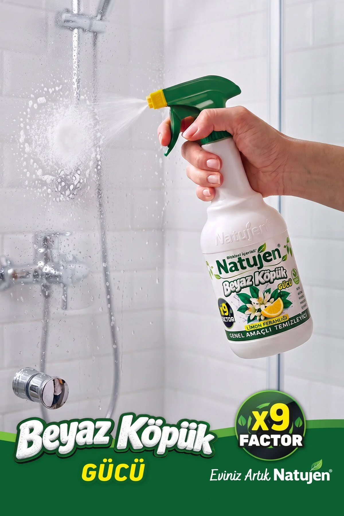 Genel Amaçlı Temizleyici Beyaz Köpük Gücü Limon Ferahlığı X9 Factor 1000 ml. Genel Amaçlı Temizleyici Beyaz Köpük Gücü Limon Ferahlığı X9 Factor 1000 ml.