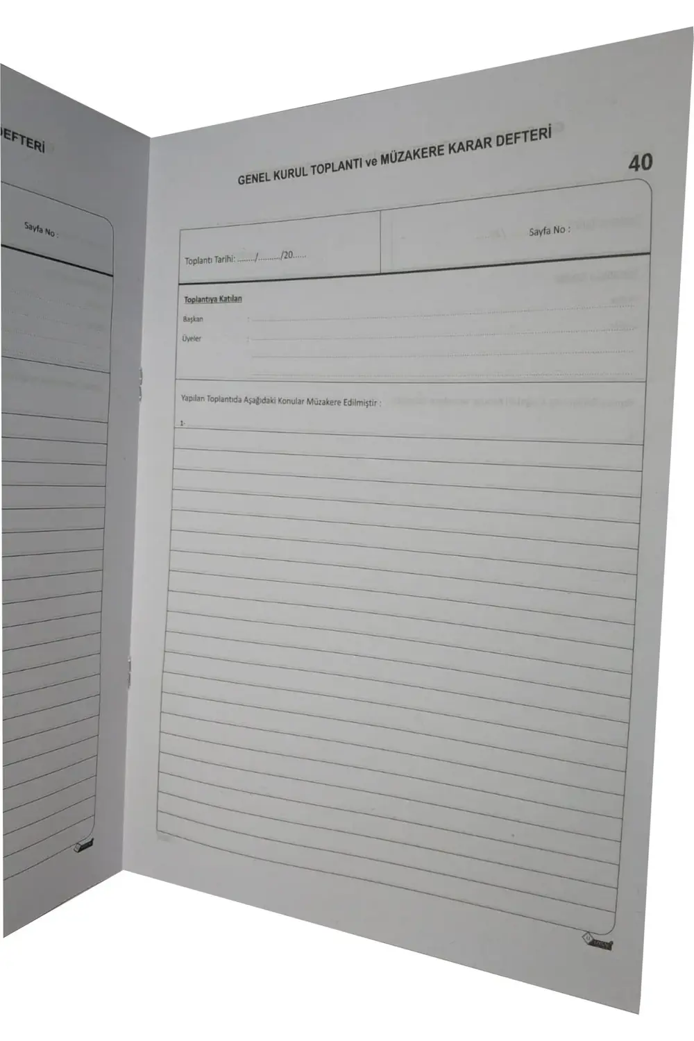 Genel Kurul Toplantı Ve Müzakere Karar Defteri 40 Yaprak(80SYF) N
