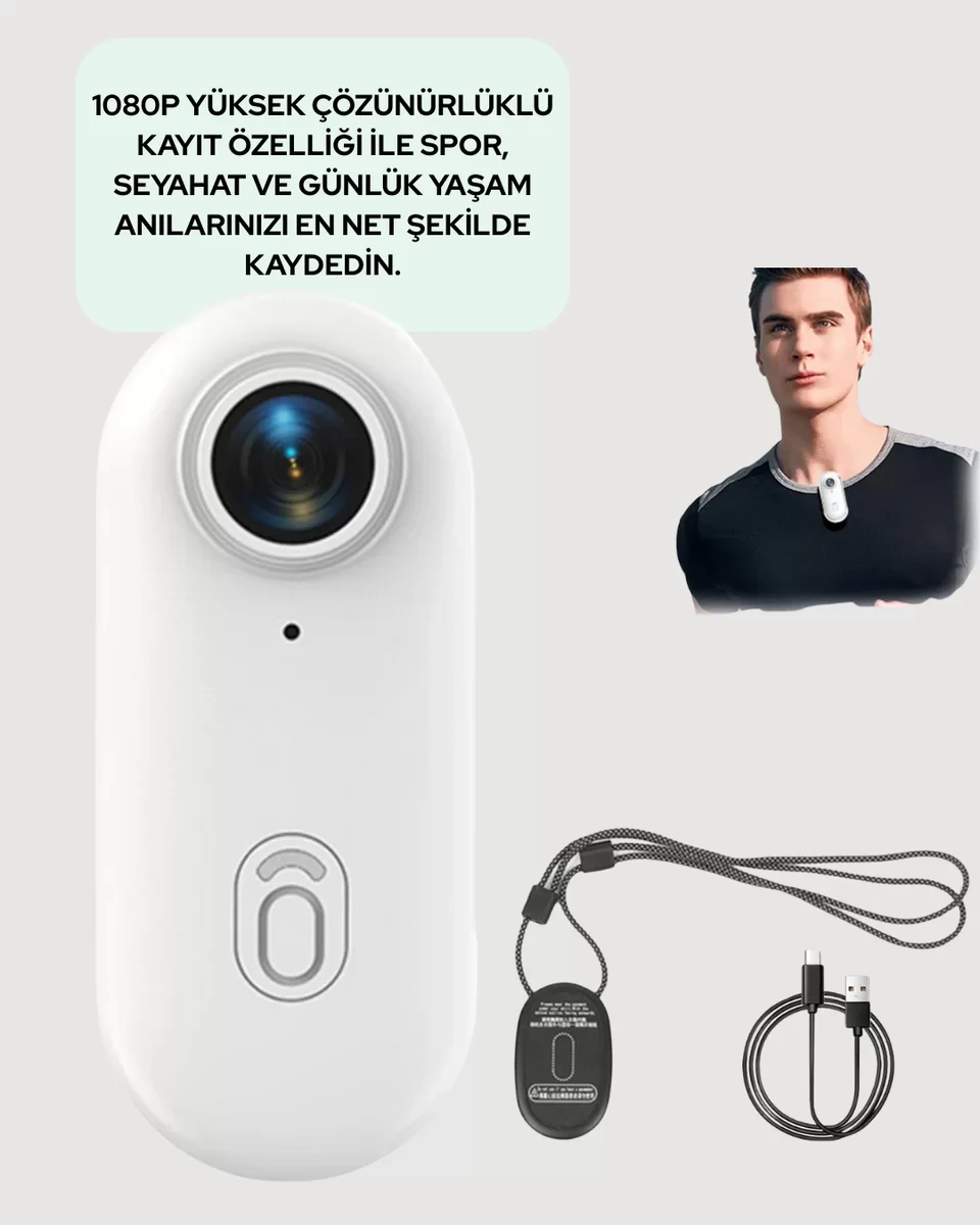 Geniş Açı Lensli WiFi Spor ve Vlog Kamerası Yeni Nesil