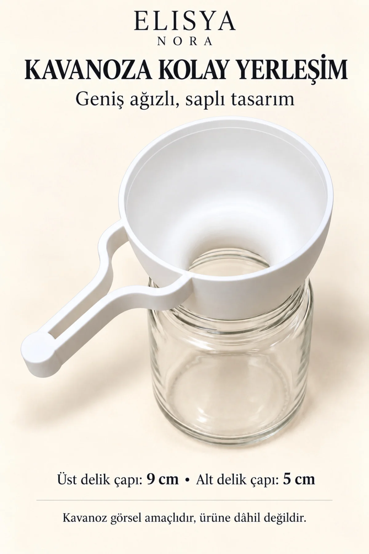 Geniş Ağızlı Saplı Kavanoz Hunisi – 9 cm Üst Çap, 5 cm Alt Çap - Görsel 2