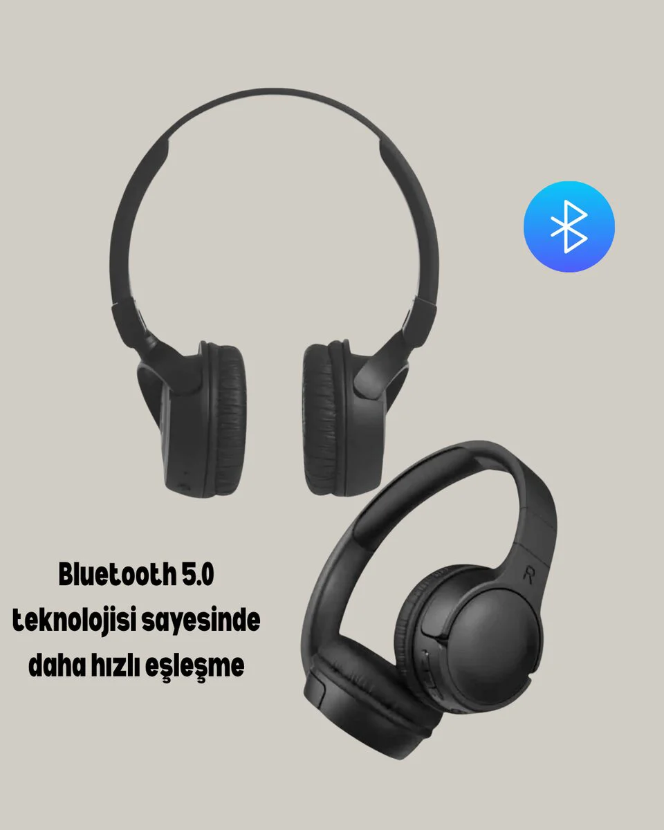 Geniş Frekans Aralıklı Bluetooth Kulak Üstü Kulaklık - 18 Saat Kesintisiz Ses, USB‑C Hızlı Şarj