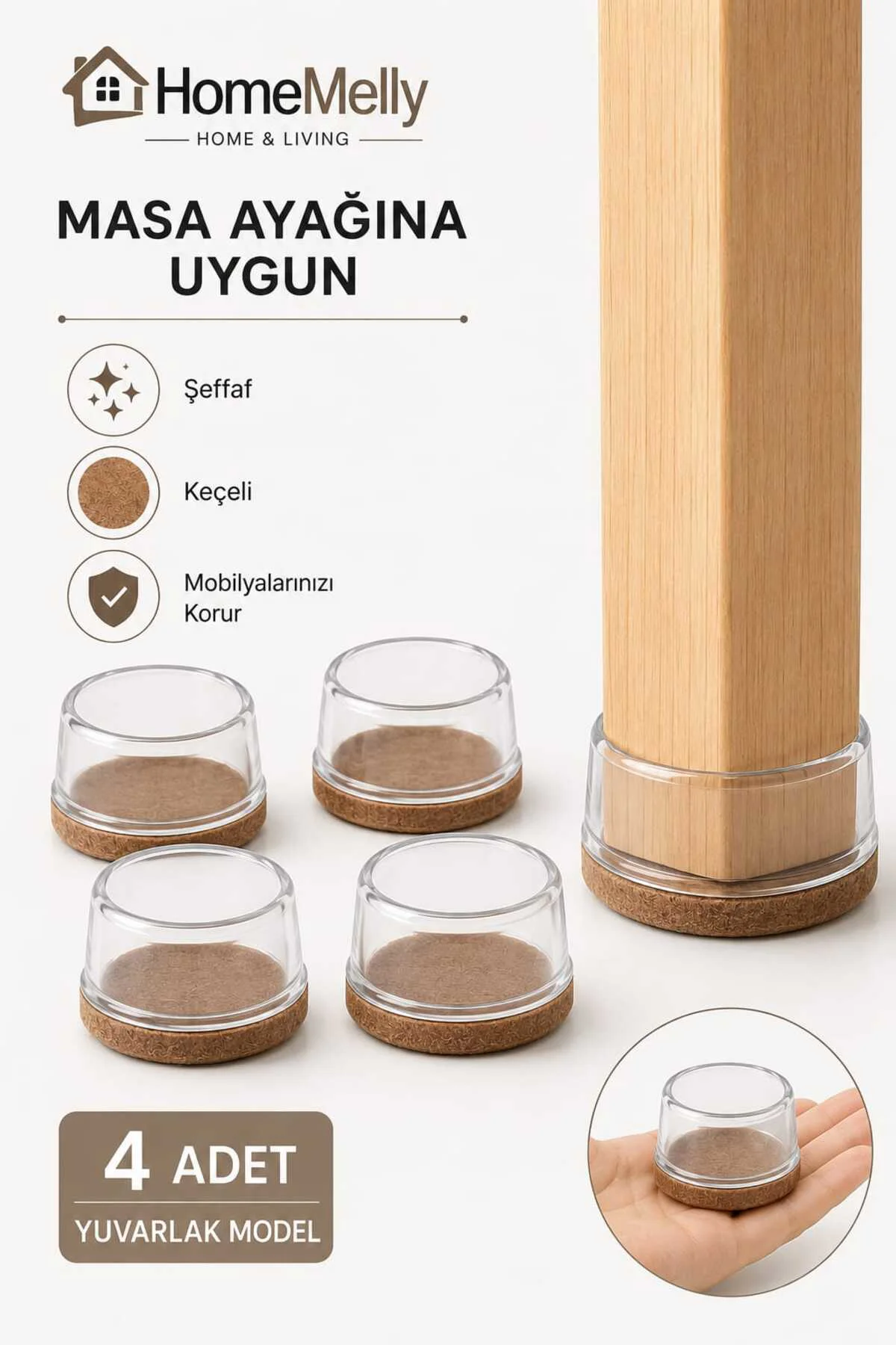 Geniş Masa Ayakları İçin Uygun 4 Adet Şeffaf Renk Keçeli Silikon Kaydırmaz Fiyatı, Yorumları ve Özellikleri
