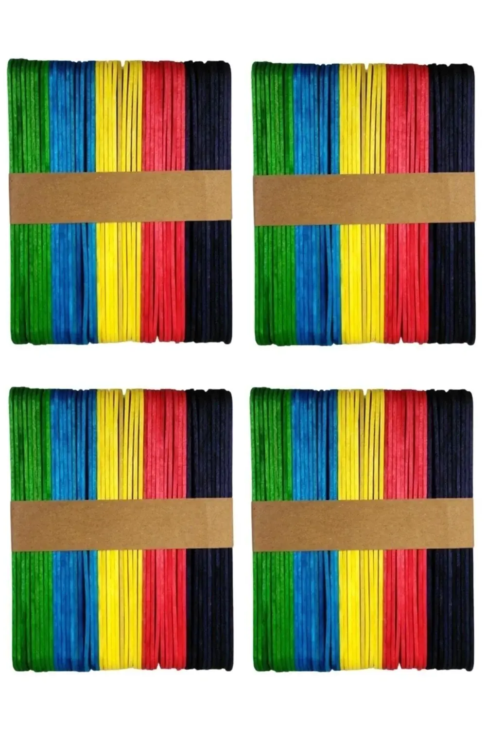 Geniş Renkli Ahşap Çubuk 50 Li 4 Paket Dil Çubuğu Abeslang 200 Ad