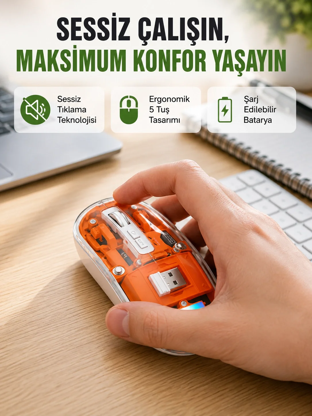 Geniş Uyumluluklu Kablosuz Fare – Windows, Mac, Linux Destekli Yeni Nesil
