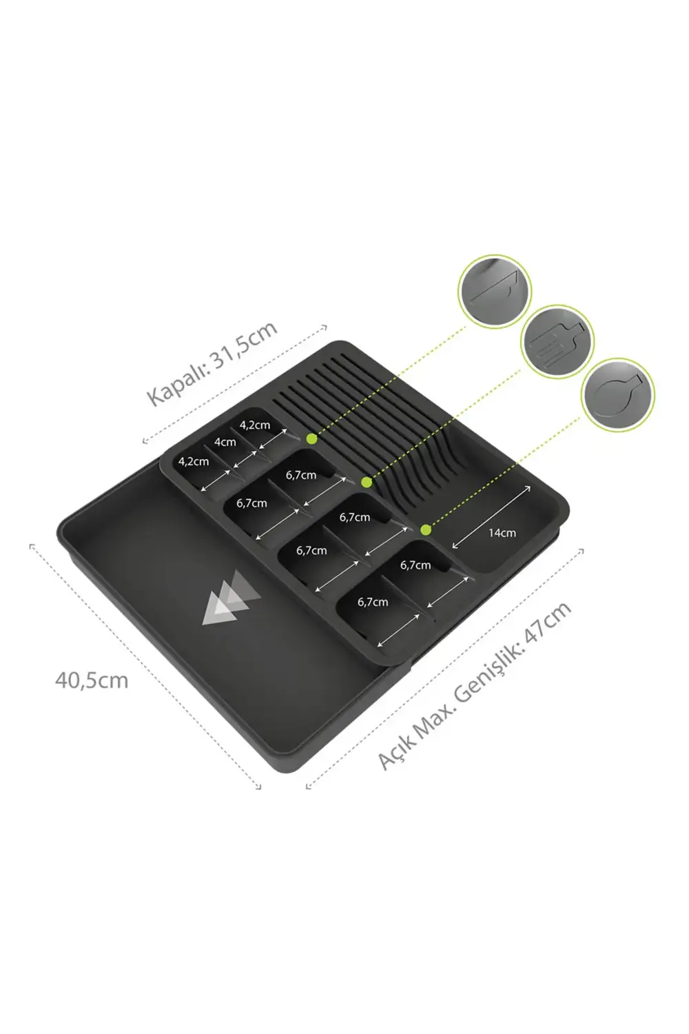 Genişleyebilir Kaşıklık Bıçaklık Seti Çekmece İçi Kaşık Bıçak Düz