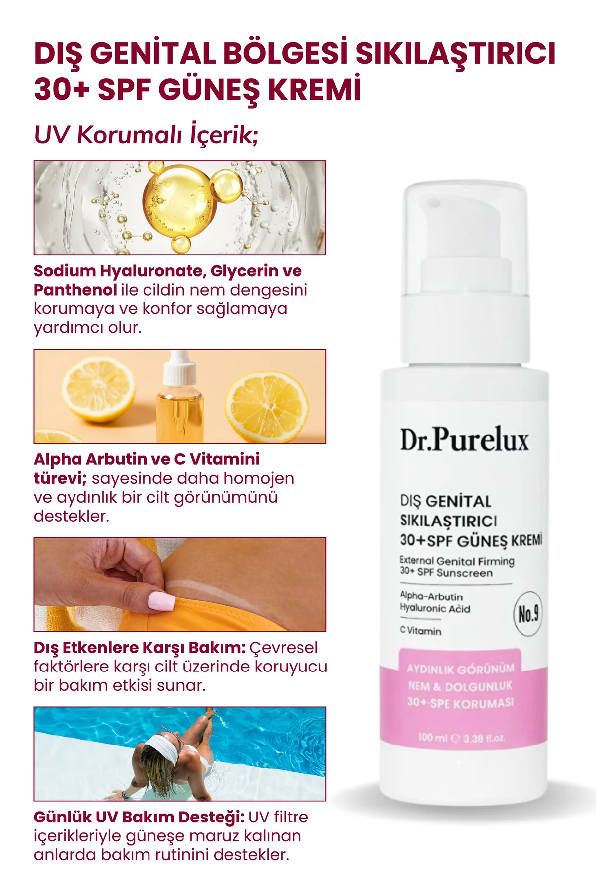 Genital Bölge Sıkılaştırıcı, Anti-Aging 30 +Spf Güneş Bakım Kremi