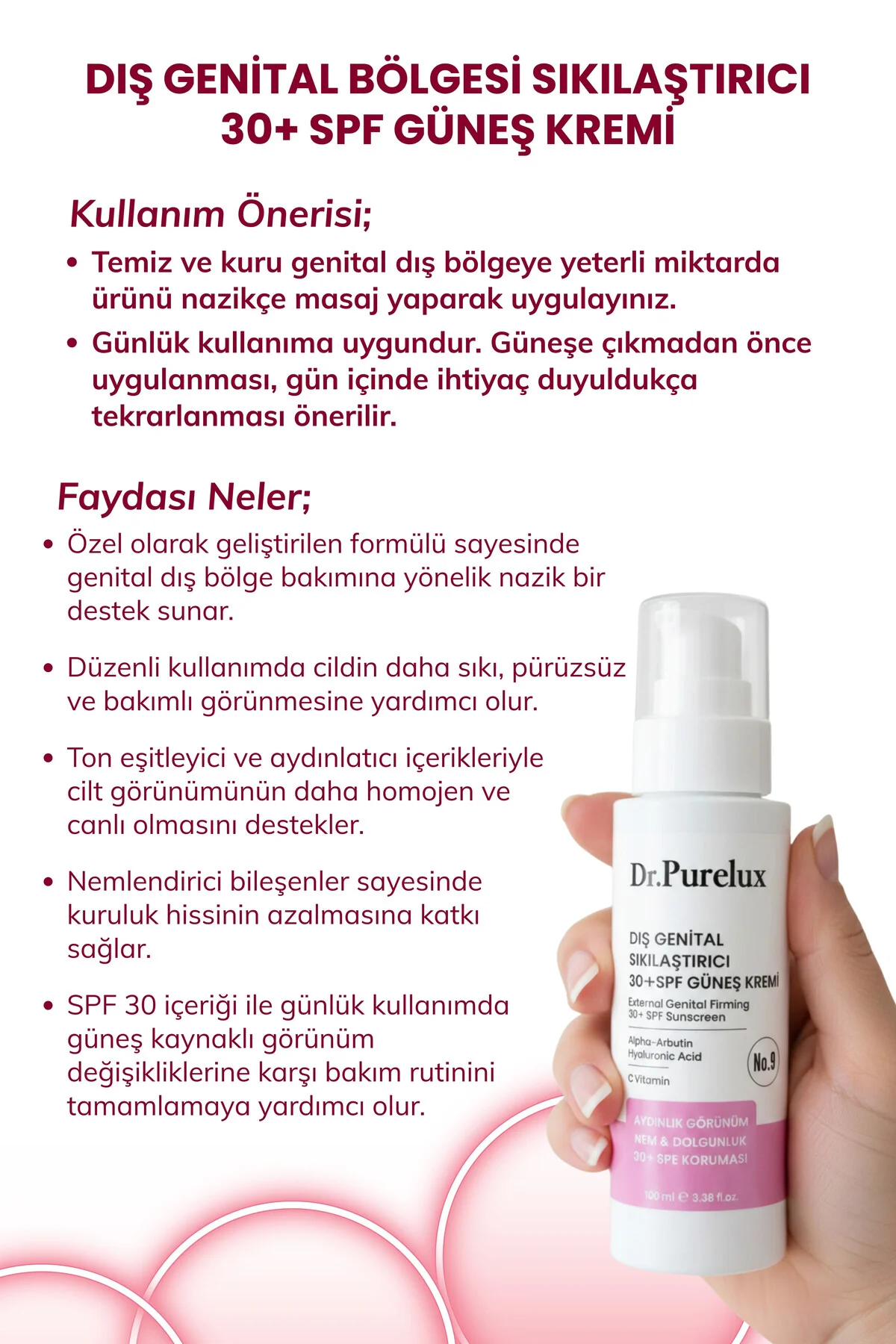 Genital Bölge Sıkılaştırıcı, Anti-Aging 30 +Spf Güneş Bakım Kremi