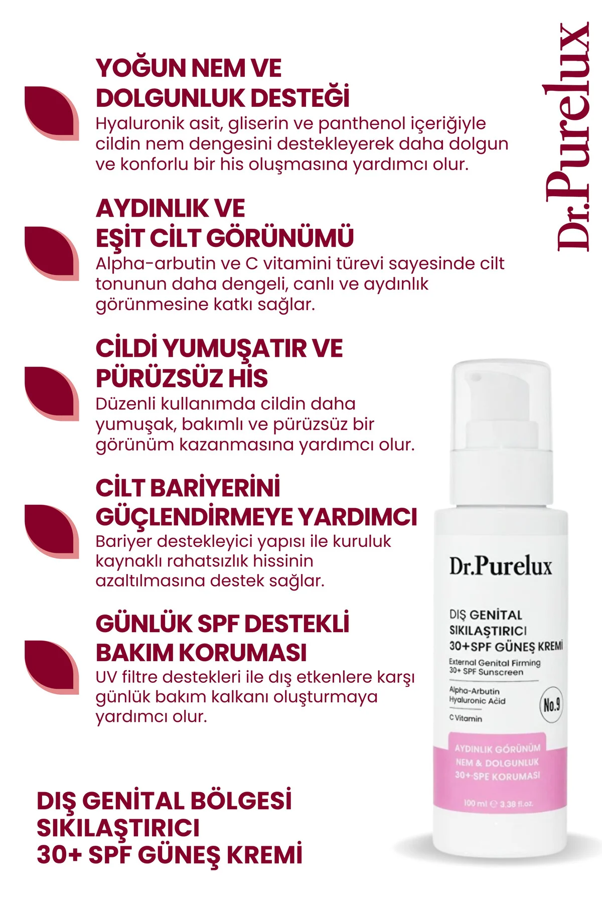 Genital Bölge Sıkılaştırıcı, Anti-Aging 30 +Spf Güneş Bakım Kremi