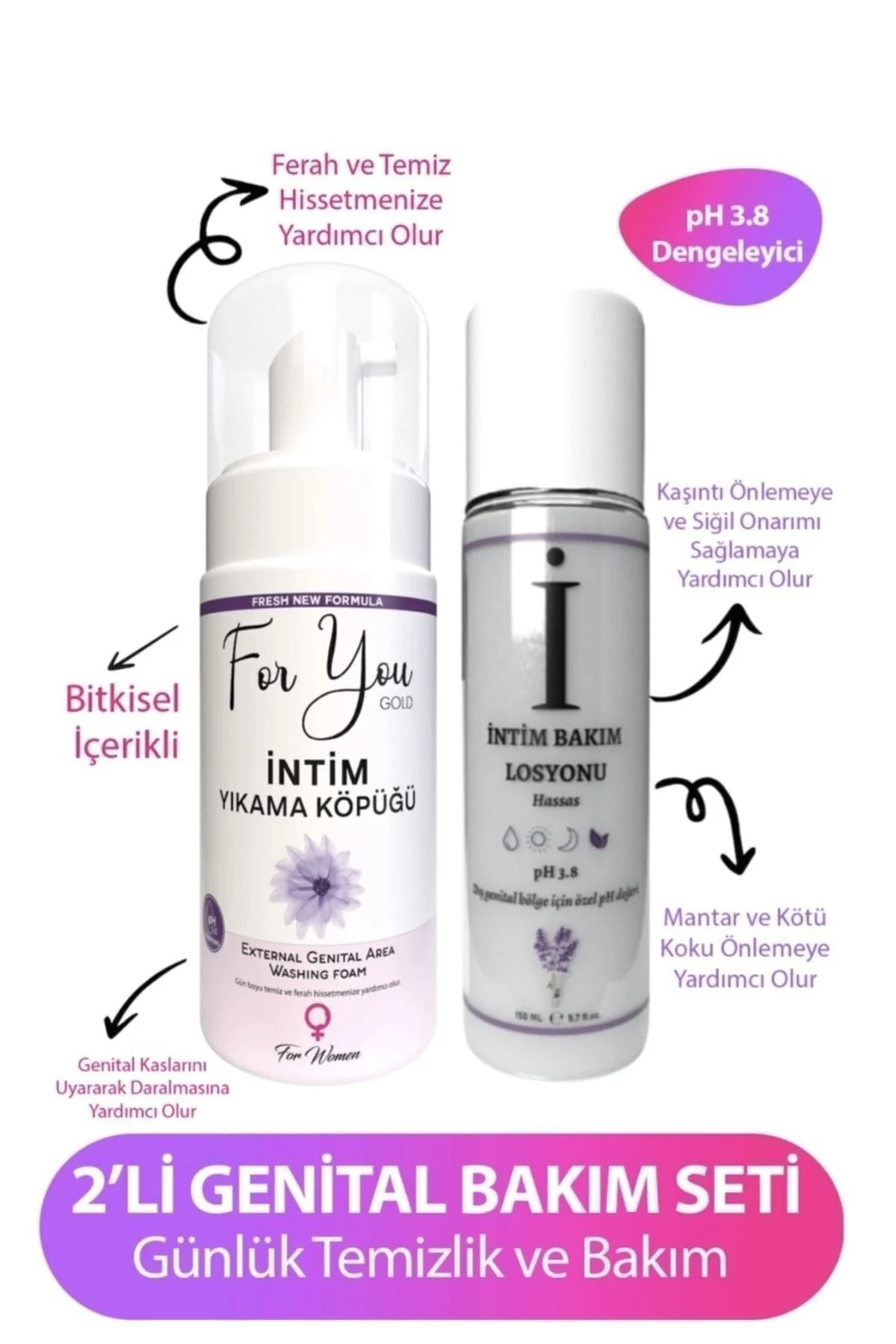 Genital Bölge Temizleyici Yıkama Köpük Ve Intim Bakım Losyonu Set