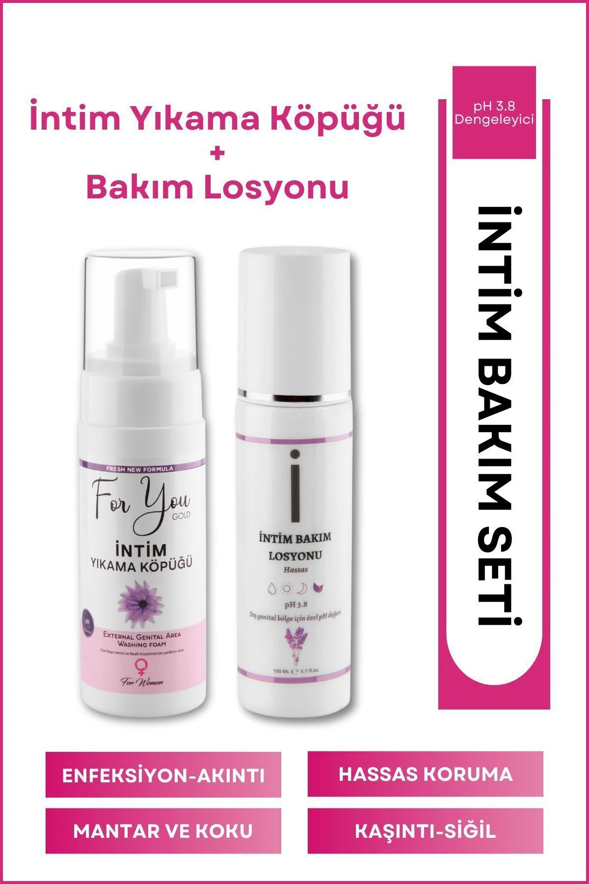 Genital Bölge Temizleyici Yıkama Köpük Ve Intim Bakım Losyonu Set