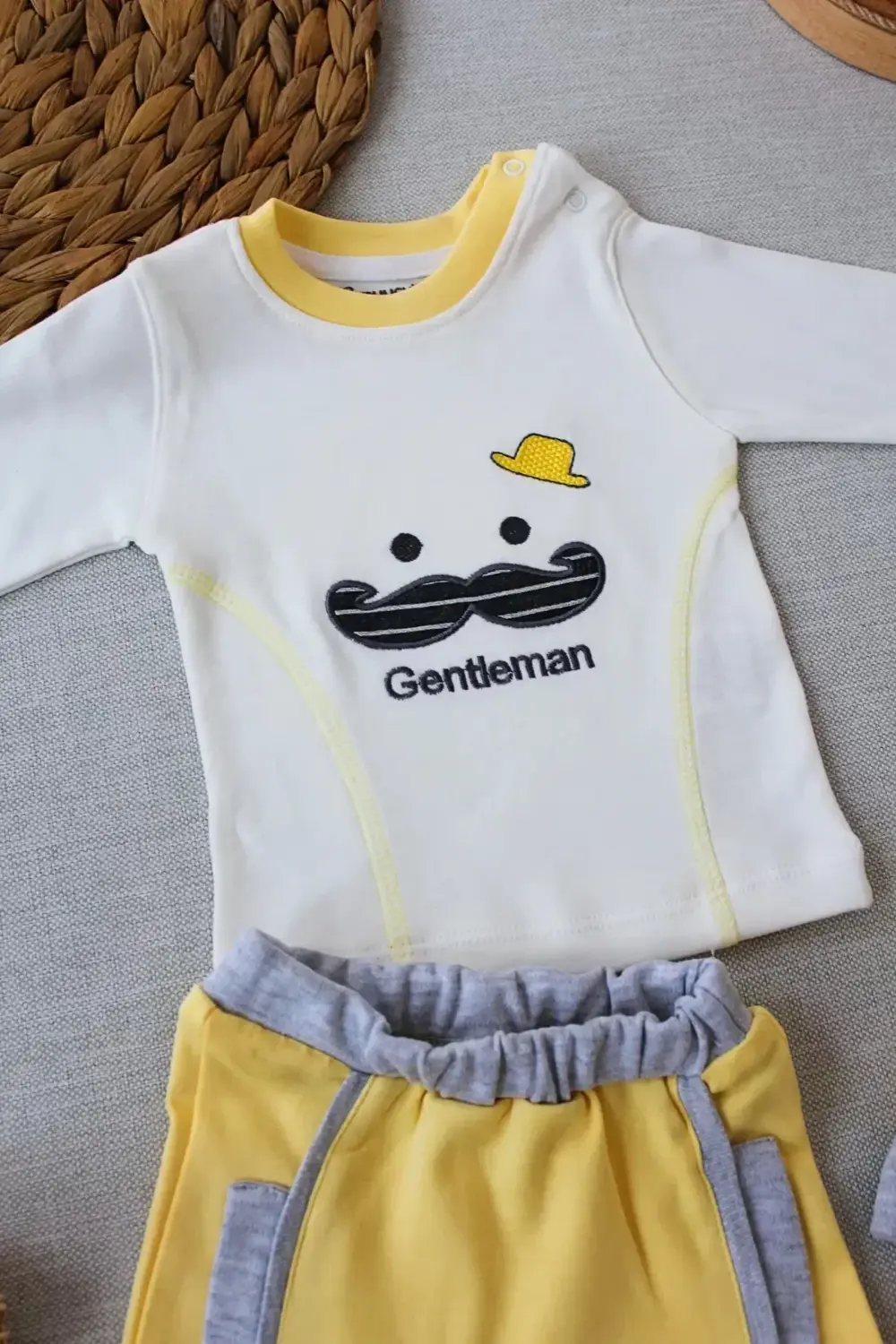 Gentleman Erkek Nakışlı Şapkalı Uzun Kollu Sweat 3lü Erkek Bebek