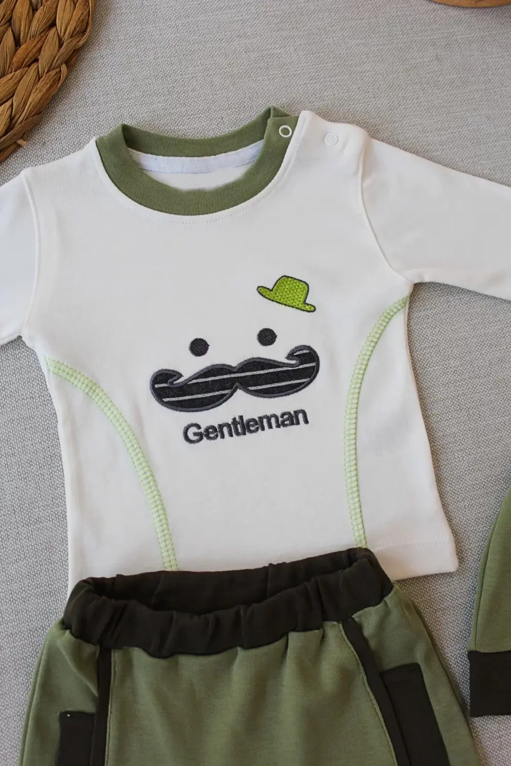 Gentleman Erkek Nakışlı Şapkalı Uzun Kollu Sweat 3lü Erkek Bebek