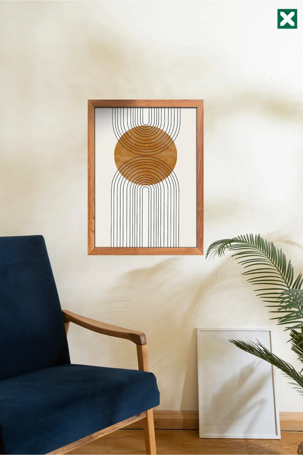 Geometric Boho Duvar Sanatı 3'lü Set Çerçeve Görünümlü Modern Mdf