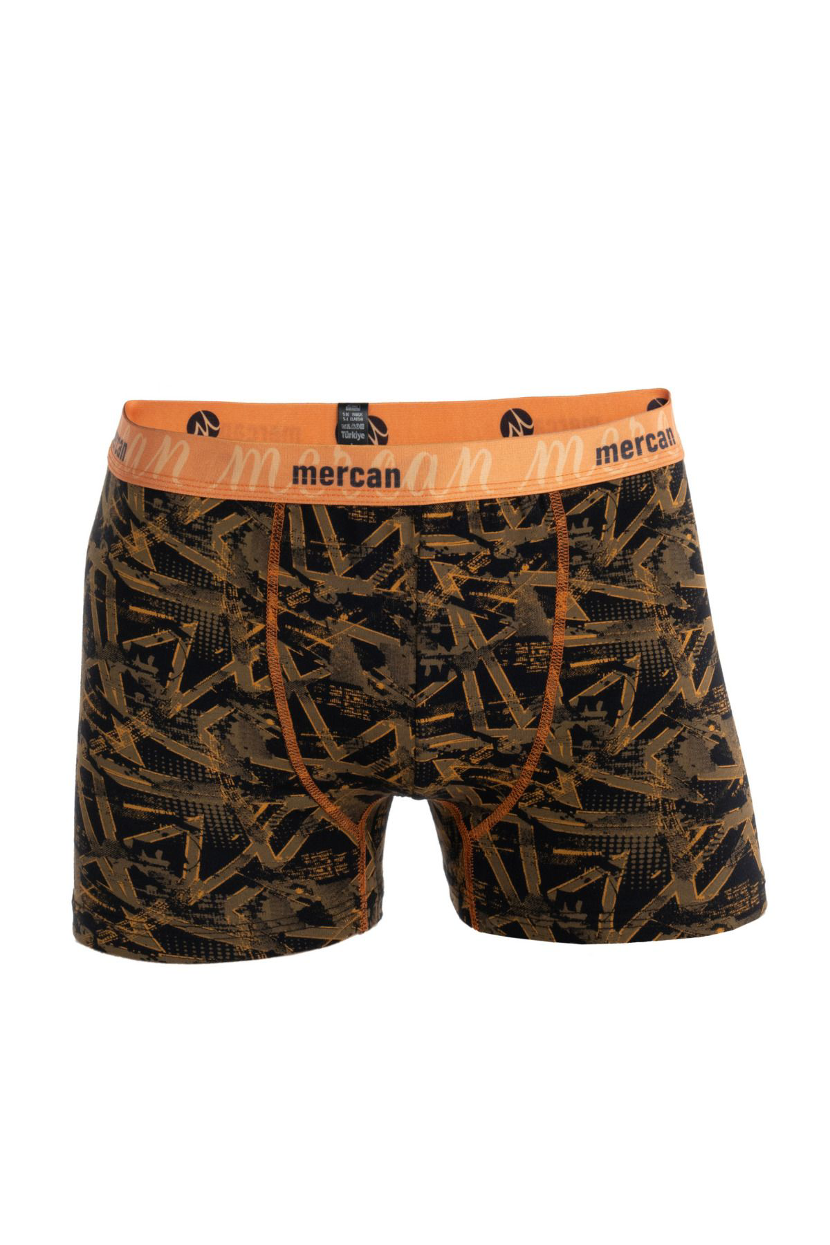 Mercan Geometrik Desenli Likralı Pamuklu Baskılı Erkek Boxer