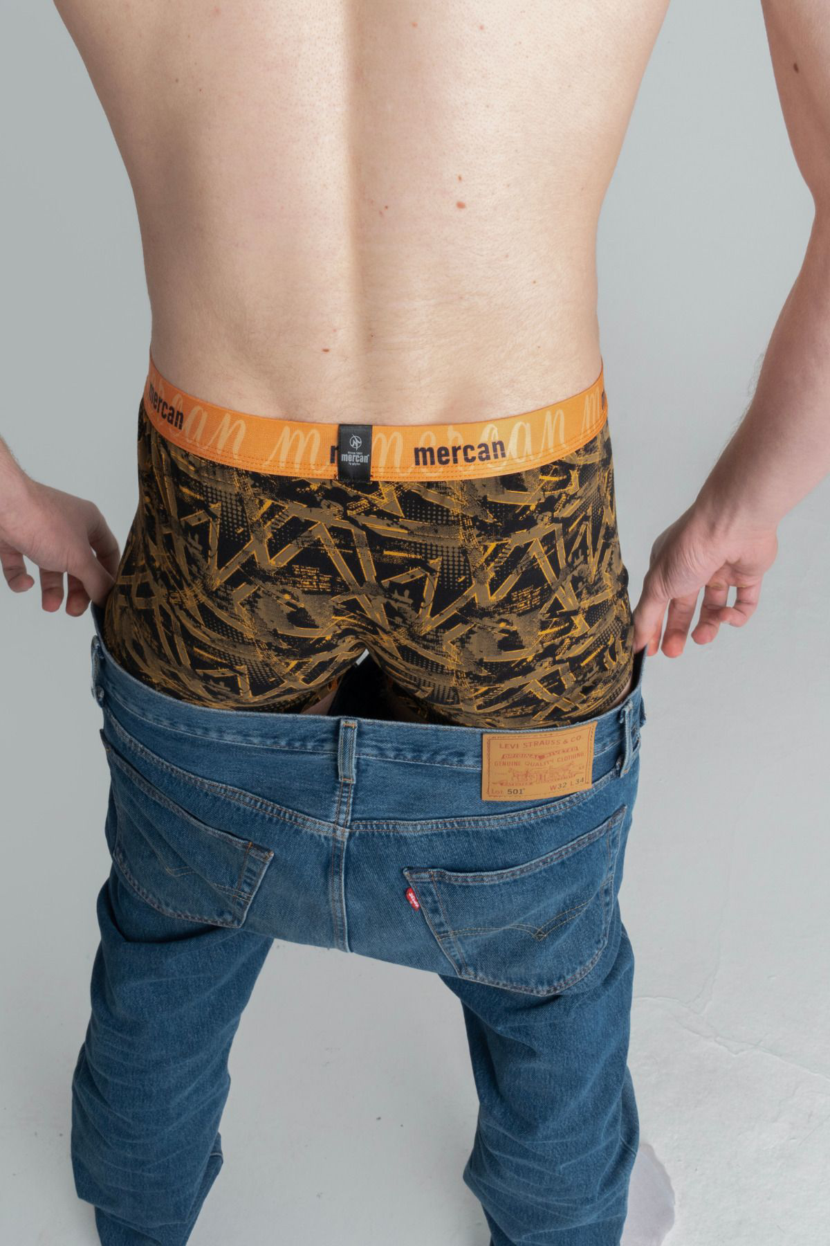 Mercan Geometrik Desenli Likralı Pamuklu Baskılı Erkek Boxer