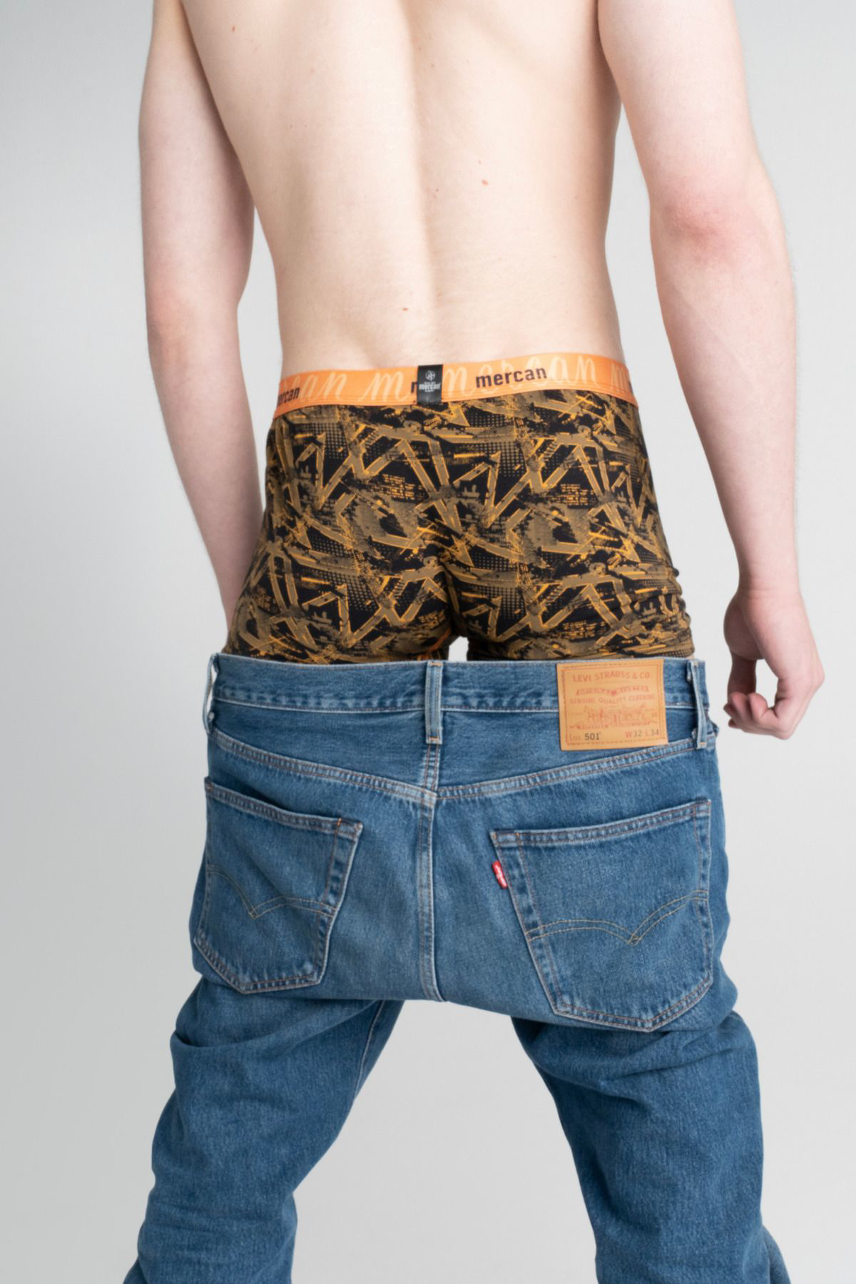 Mercan Geometrik Desenli Likralı Pamuklu Baskılı Erkek Boxer