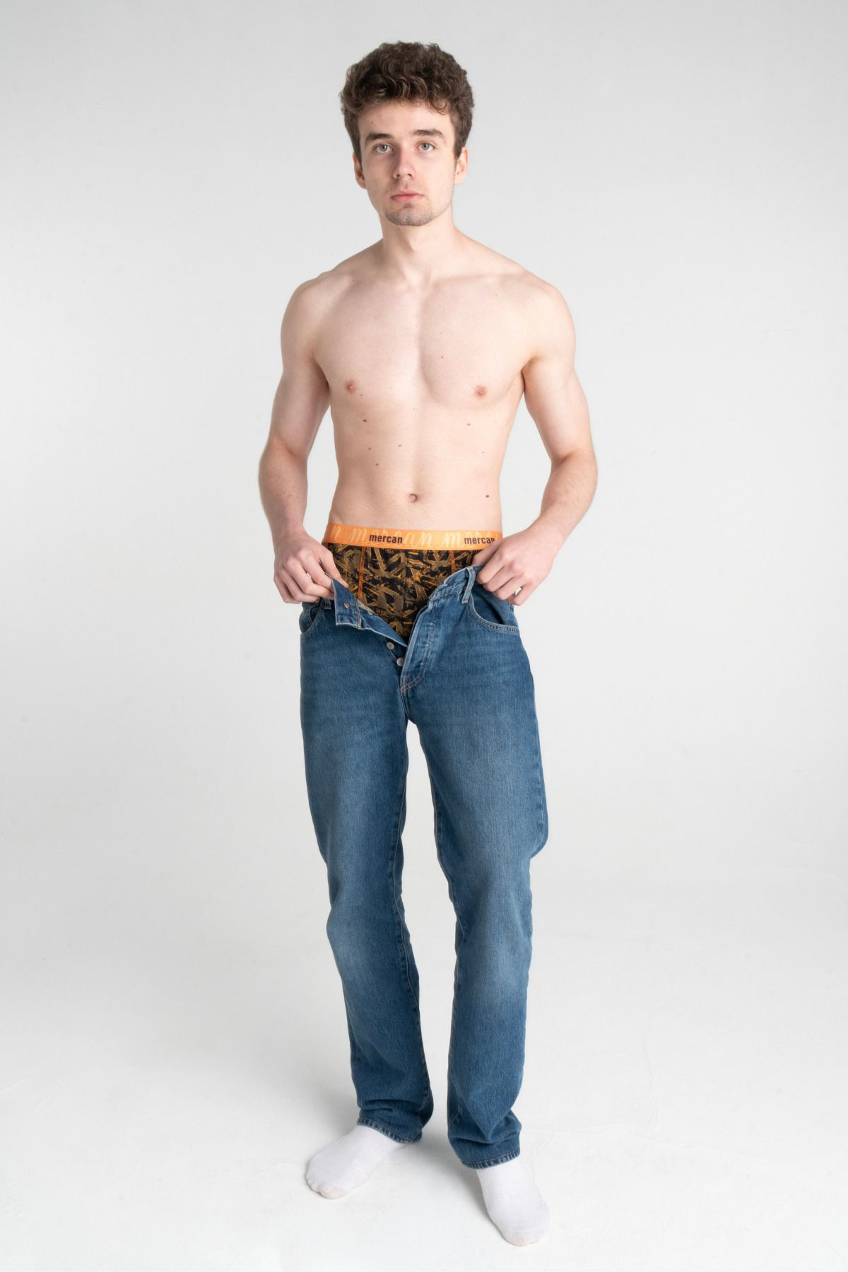 Mercan Geometrik Desenli Likralı Pamuklu Baskılı Erkek Boxer