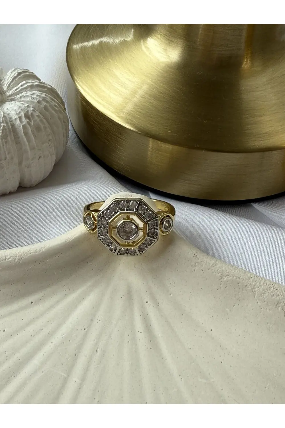 Atelier Emine Geometrik Form Gold Yüzük