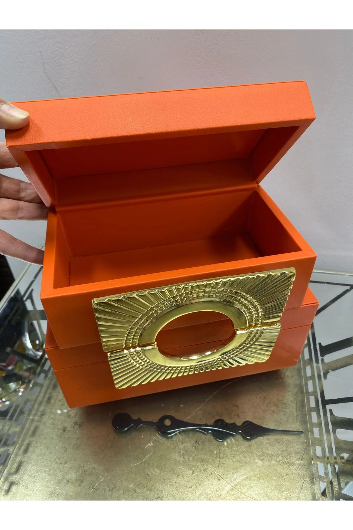 Gerçek Deri İkili Gold Detaylı Dekoratif Kutu
