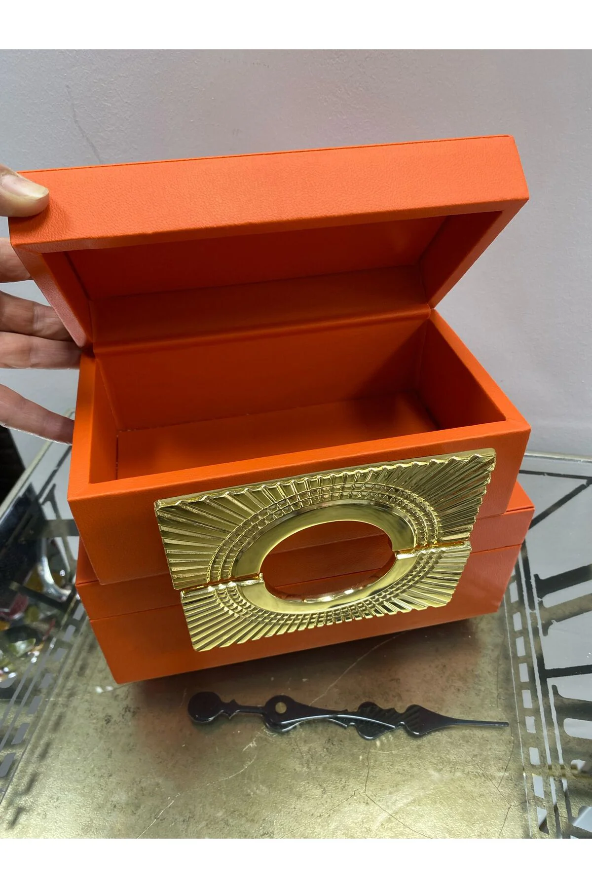 Gerçek Deri İkili Gold Detaylı Dekoratif Kutu