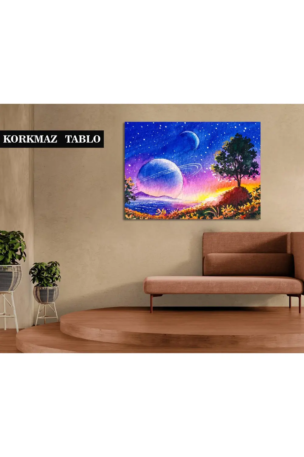 Gerçek dışı fantezi renkli Galaxy manzarası. Kanvas Tablo