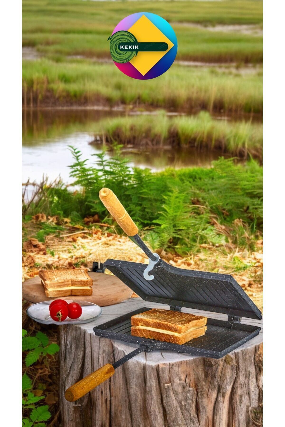 Gerçek Döküm İç Dış Granit Ocaküstü Tost Tava