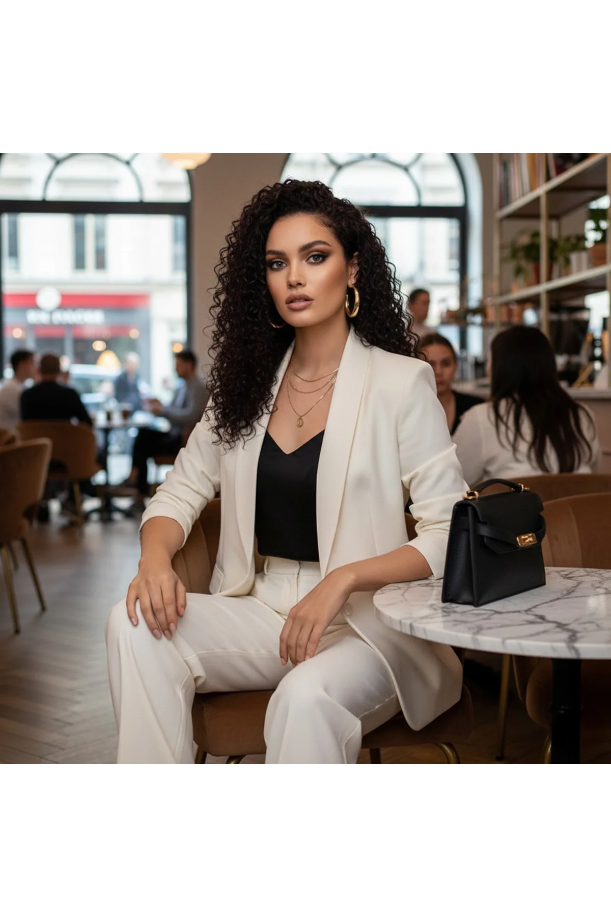 Gerçek Front Lace Tül Peruk / Afro Dalga / Doğal 50/55cm