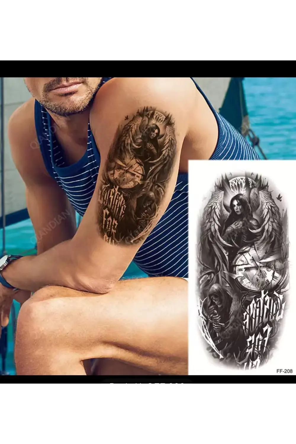 Arescollection Gerçek Görünümlü 3 D Suya Denize Dayanıklı Geçici Dövme Holiday T