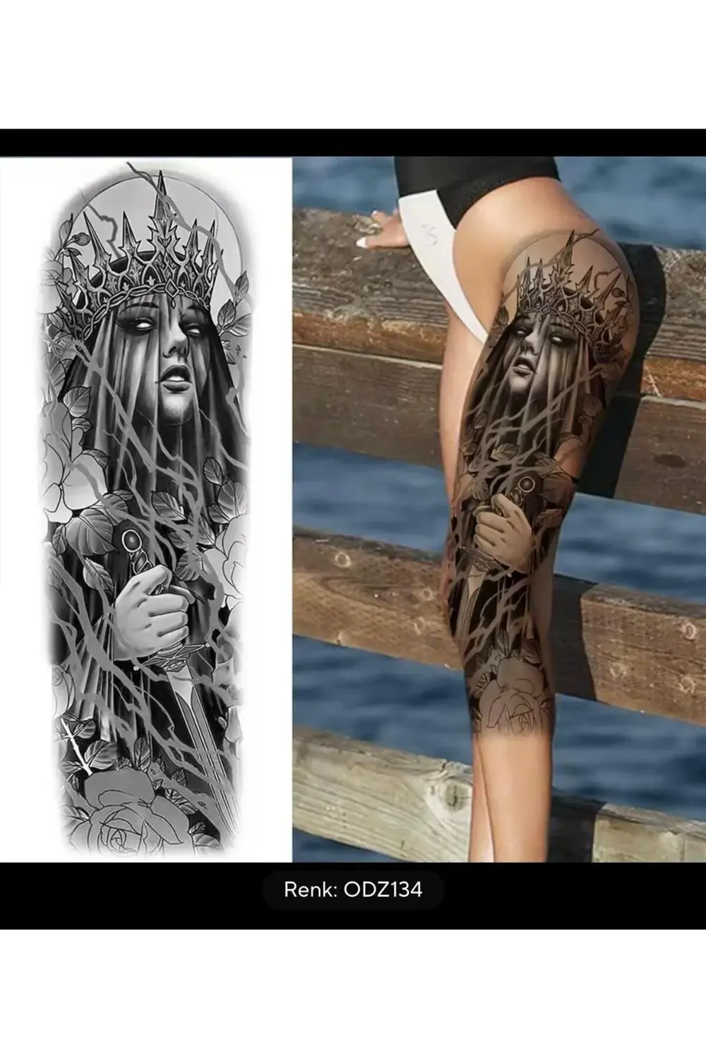 Gerçek Görünümlü 3d Suya Dayanıklı Kol Bacak Kaplama Geçici Dövme