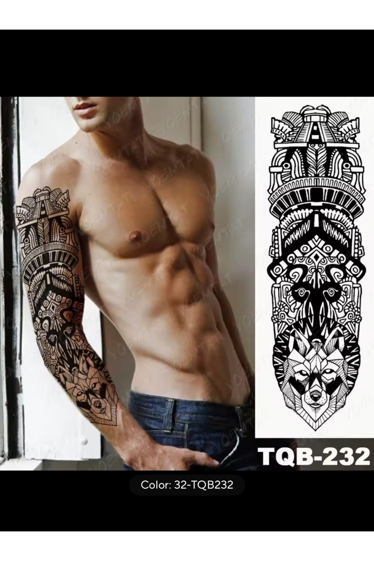 gerçek görünümlü suya dayanıklı kol kaplama tribal geçici dövme