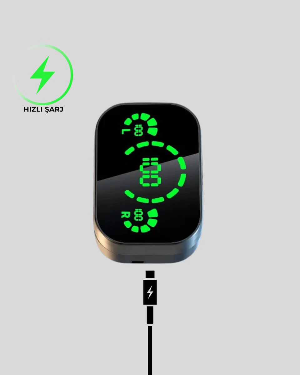 Gerçek Kablosuz Kulaklık – Bluetooth 5.0 Şarj Kutulu Parmak İzi Kontrollü