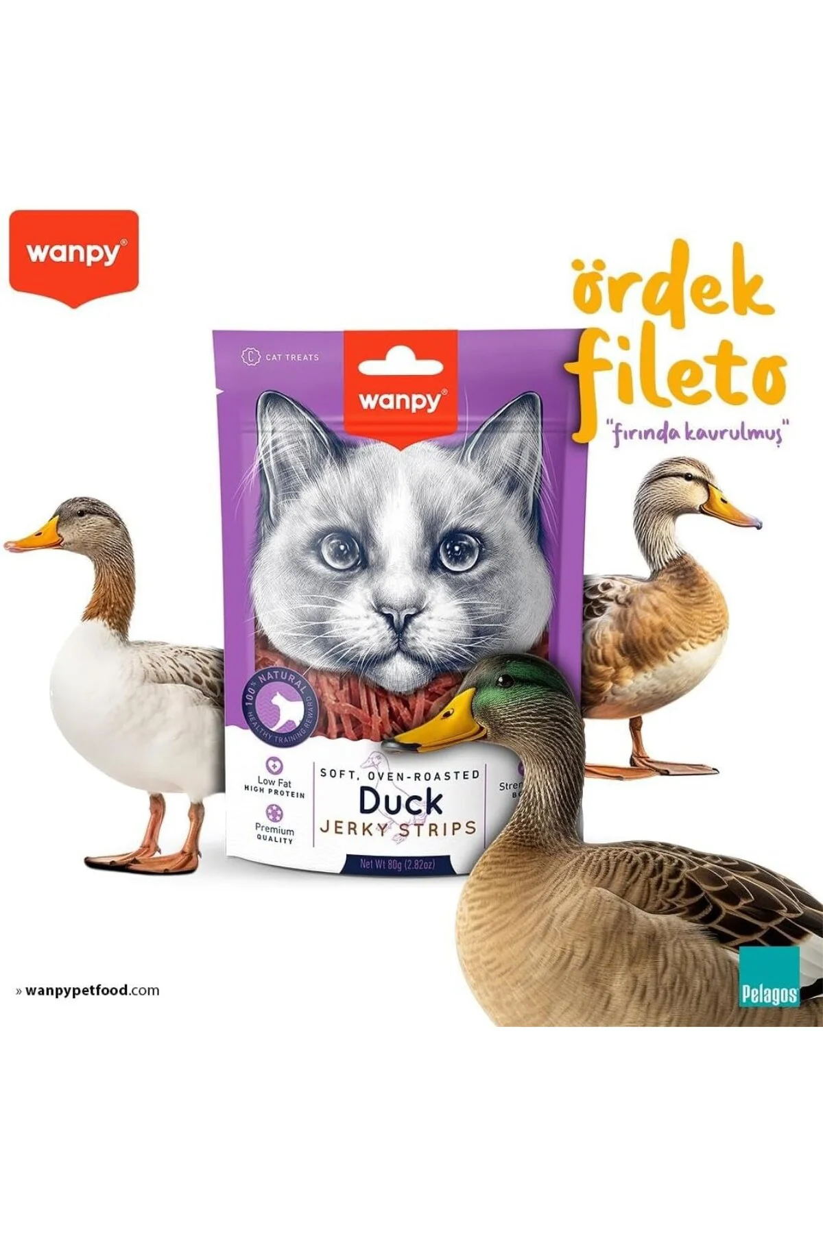 Gerçek Ördek Fileto 80 gr Yumuşak Kedi Ödülü