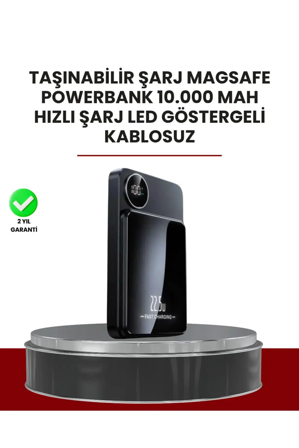 Gerçek Zamanlı Güç Göstergeli Manyetik USB-C Taşınabilir Powerban