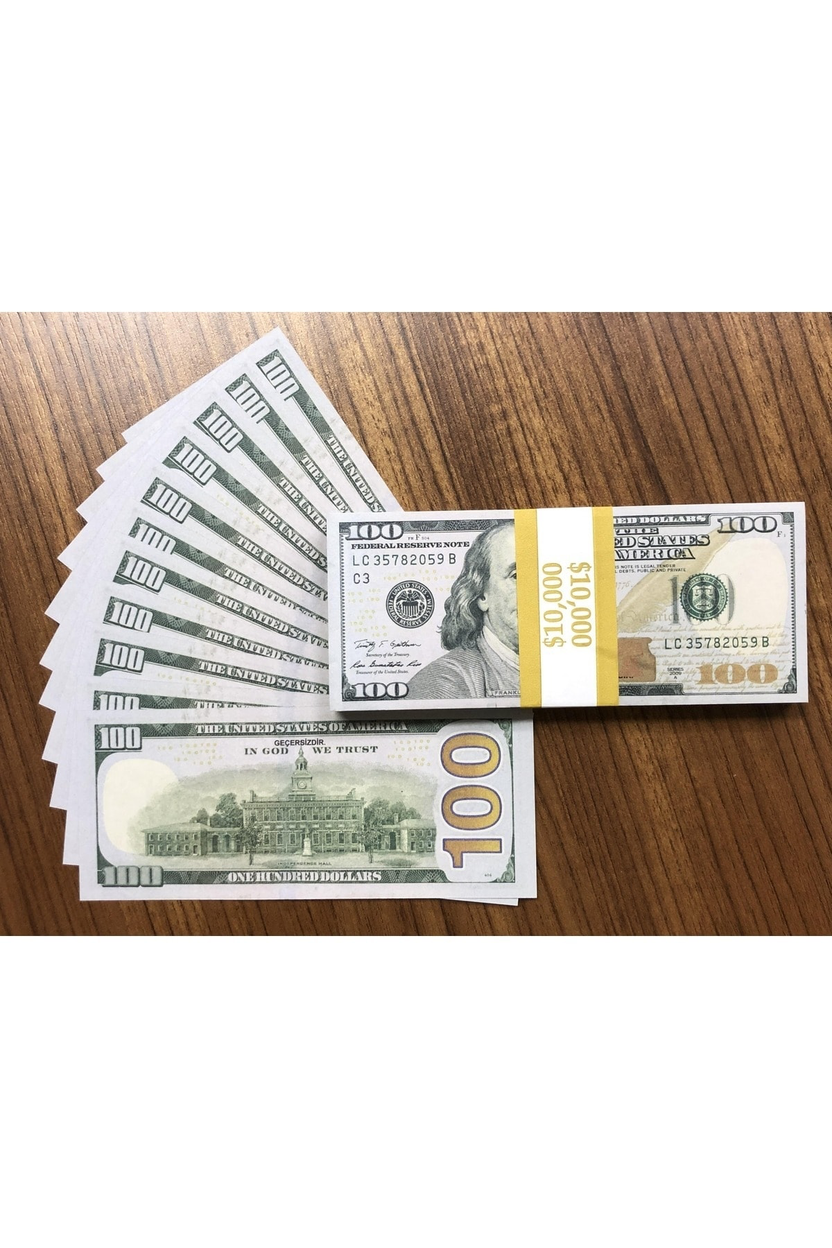 Gerçekci 1. Kalite Gramajlı 10000 Dolar 1 Deste Eğlence Organizas