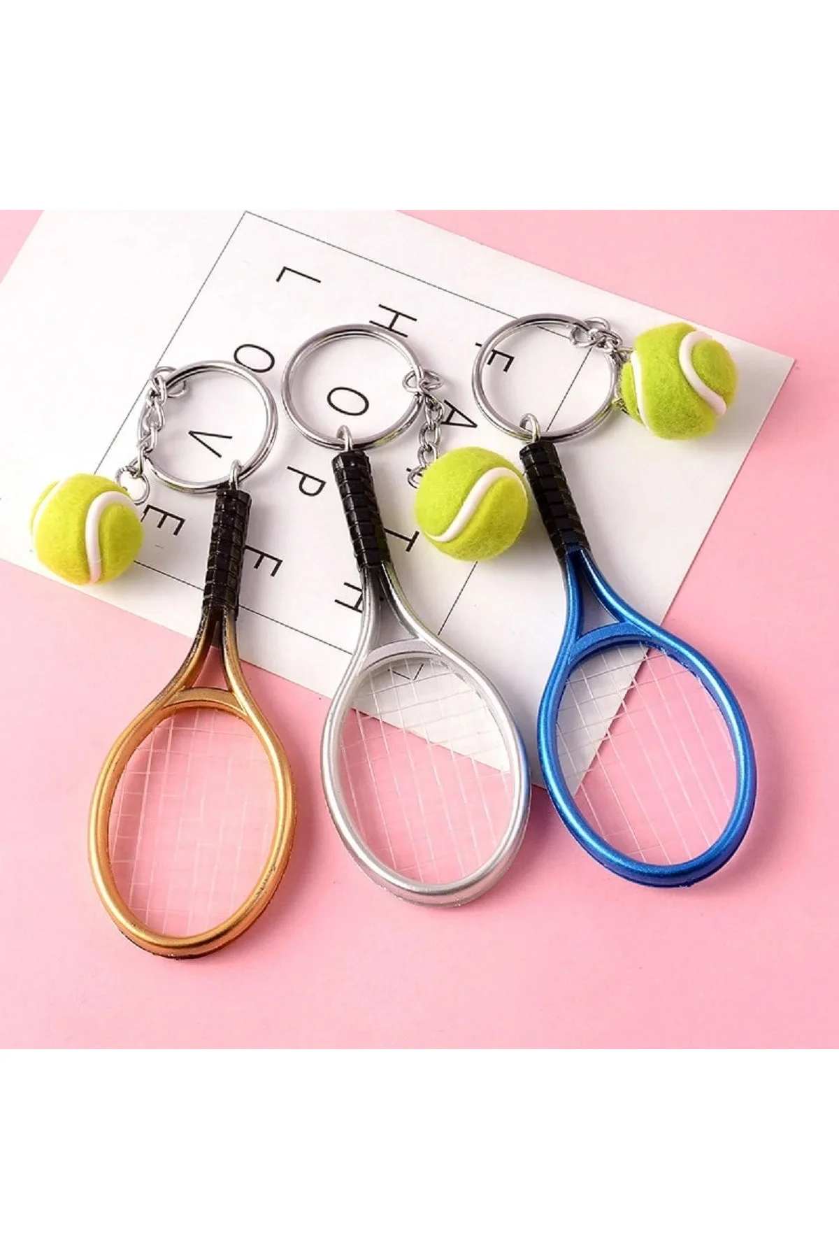 Gerçekçi Tenis Raketi Tasarımlı Şık Anahtarlık Kolye Çanta Süsü Tennis Keychain Gerçekçi Tenis Raketi Tasarımlı Şık Anahtarlık Kolye Çanta Süsü Tennis Keychain