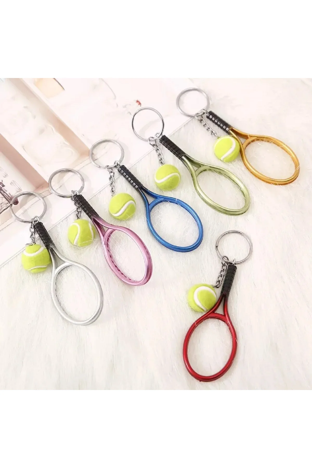Gerçekçi Tenis Raketi Tasarımlı Şık Anahtarlık Kolye Çanta Süsü Tennis Keychain Gerçekçi Tenis Raketi Tasarımlı Şık Anahtarlık Kolye Çanta Süsü Tennis Keychain