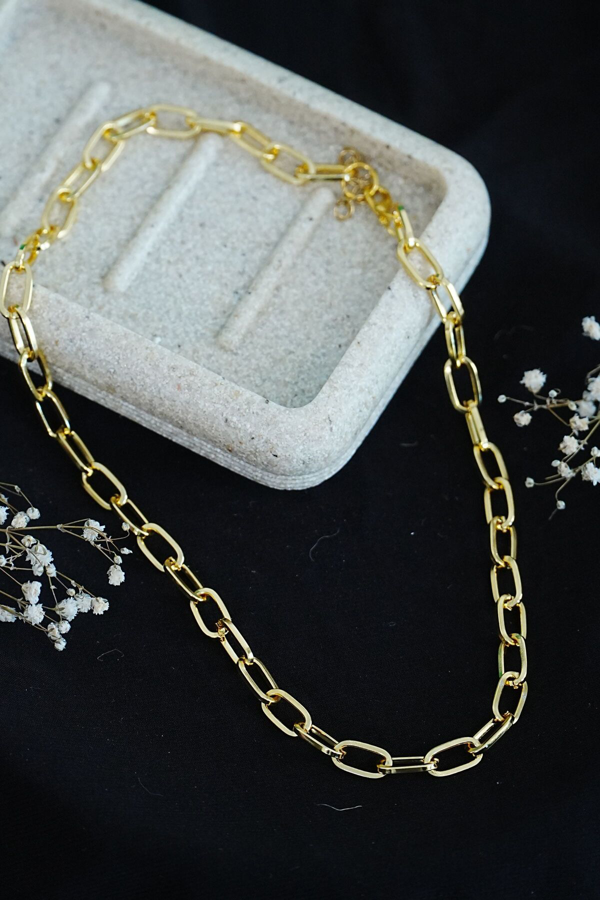 Brcdesing Gerdanlık Kolye Altın Rengi Dikdörtgen Model