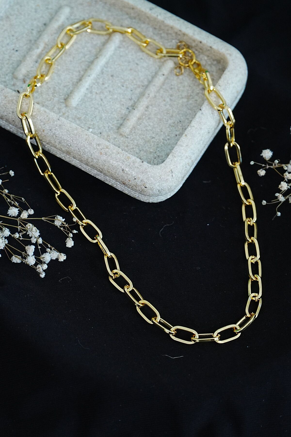 Brcdesing Gerdanlık Kolye Altın Rengi Dikdörtgen Model