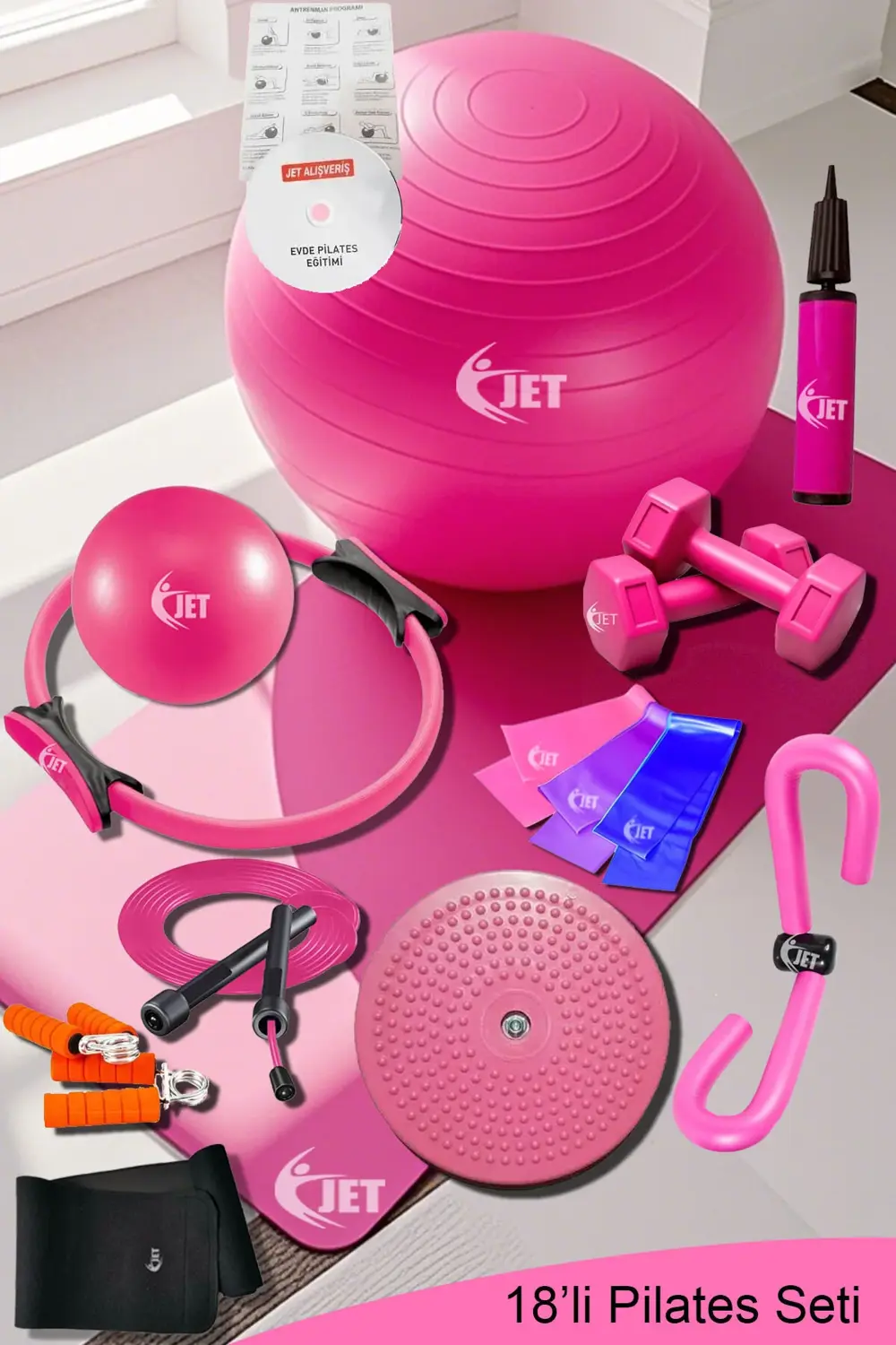 Gerekli Pilates Seti 18 Parça Ekipmanları ile Yoga Plates Malzeme