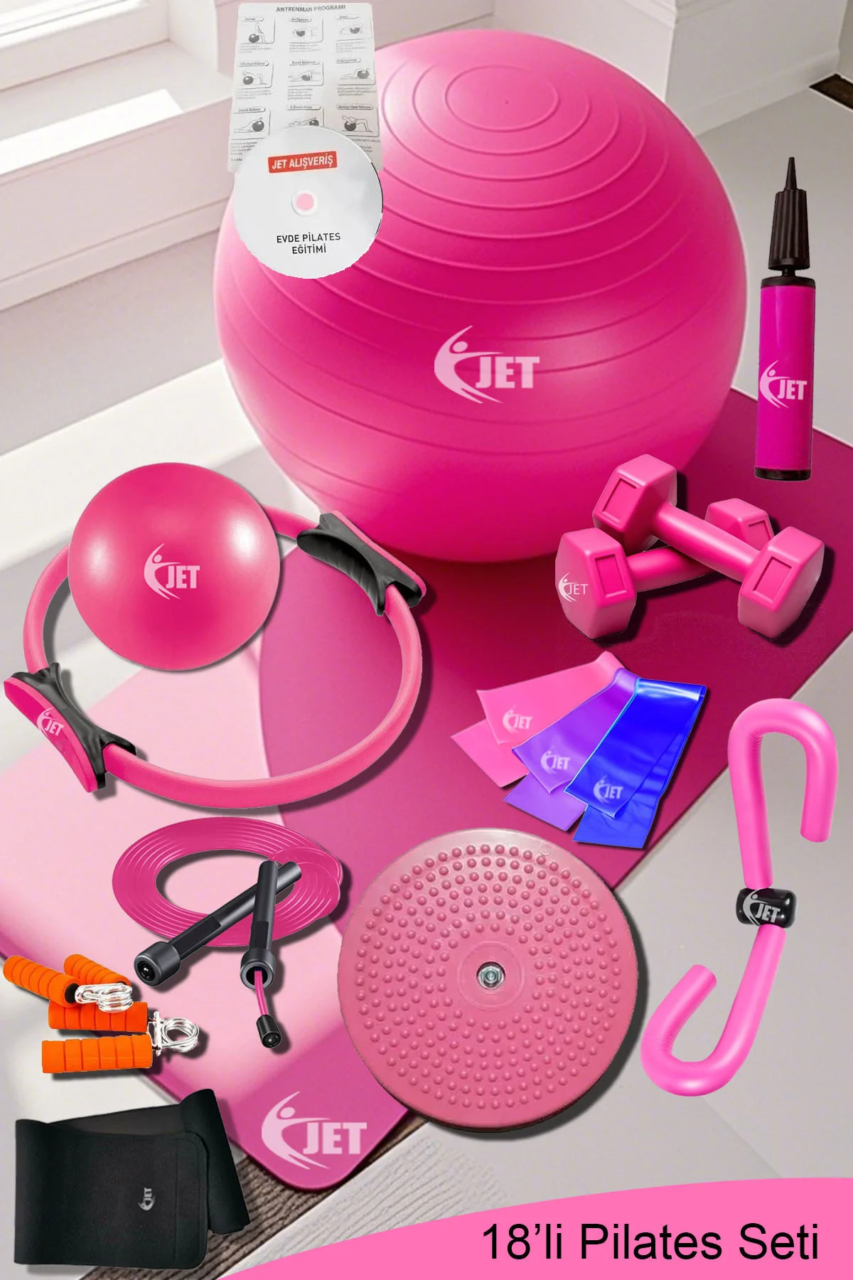 Gerekli Pilates Seti 18 Parça Ekipmanları ile Yoga Plates Malzeme